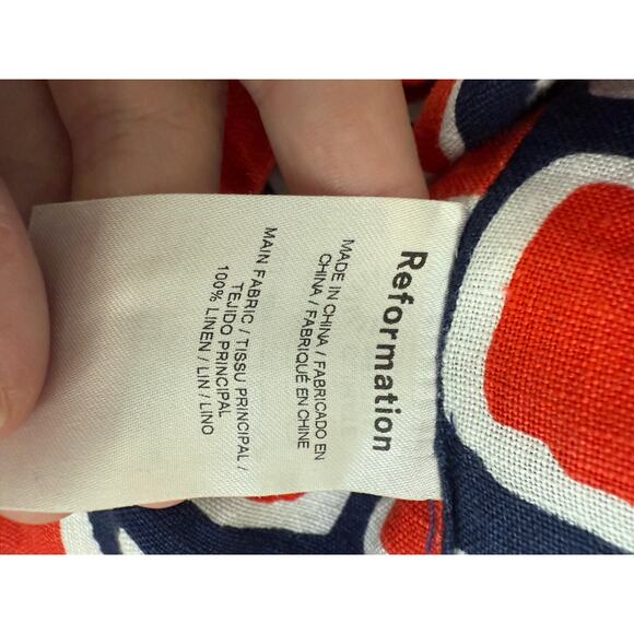 Reformation Vio Linen Top Napoli Print Square Neck Size 4 - Picture 5 of 8